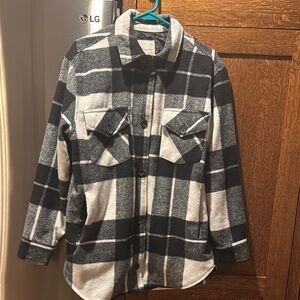 Plaid Black and White Shacket - Thread and supply